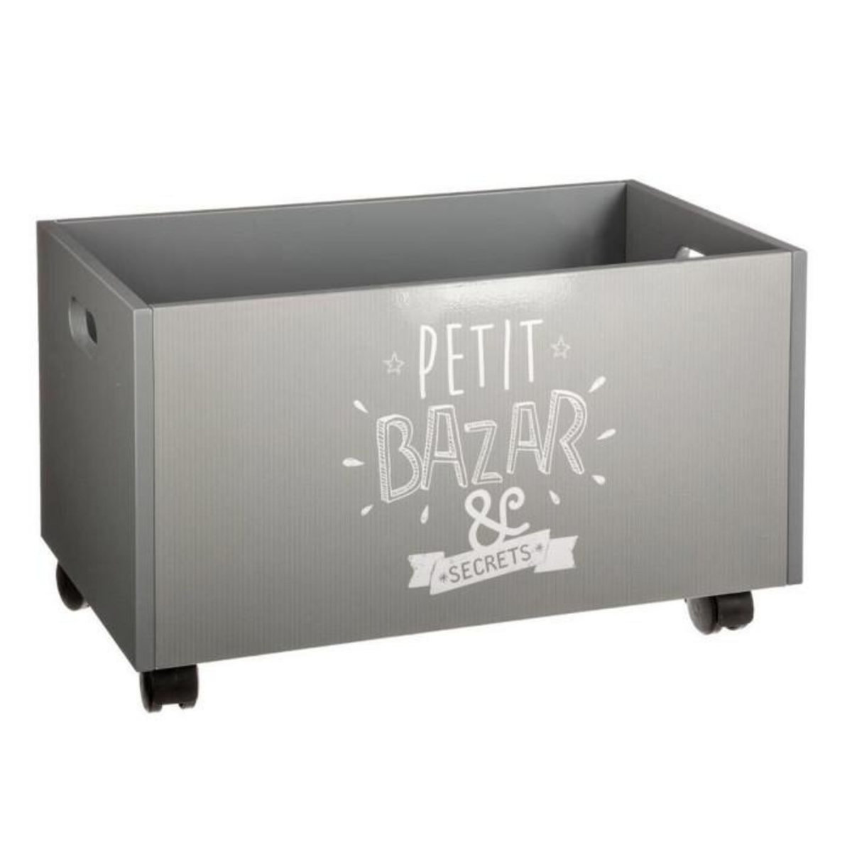 Atmosphera Kids Coffre à Jouets à Roulettes  Petit Bazar  48cm Gris