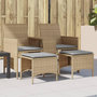 Voir la diapositive 1 : VIDAXL Canape de jardin 2 places avec table et tabourets beige rotin