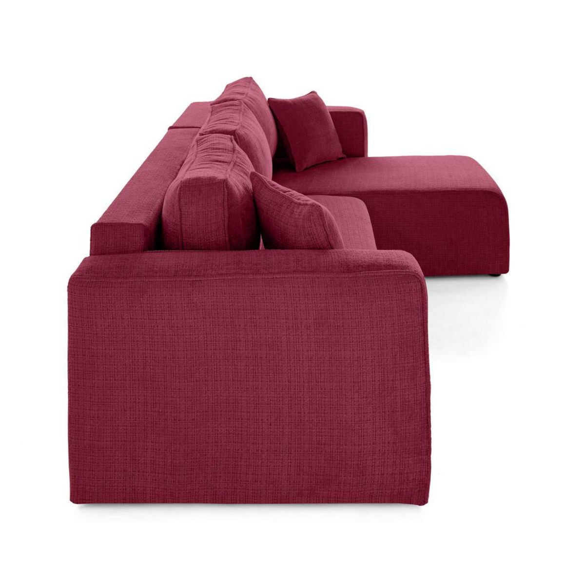 BEST MOBILIER Topaze - canapé d'angle déhoussable réversible 4 places en velours texturé