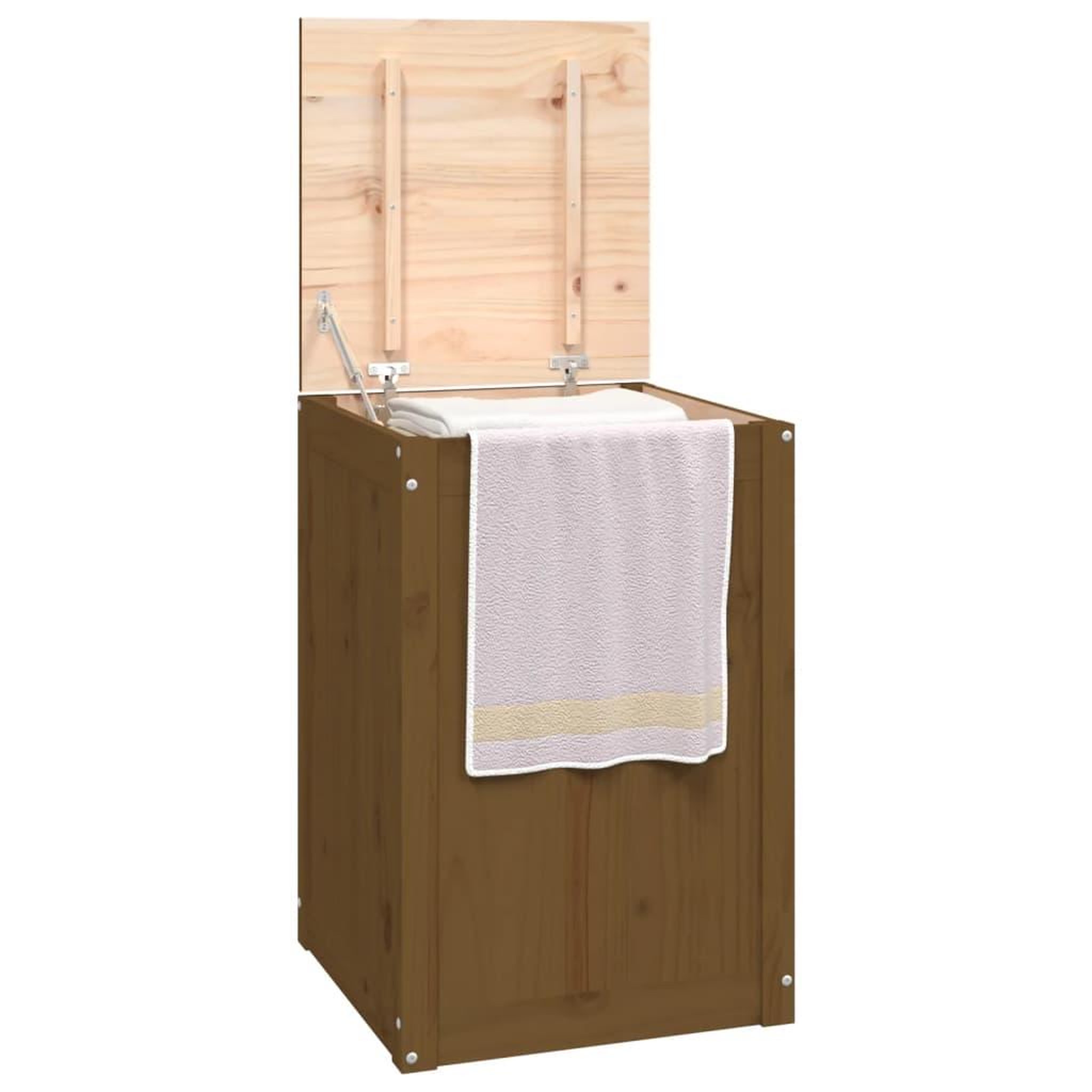 Voir la diapositive 4 : VIDAXL Boîte a linge Marron miel 44x44x66 cm Bois massif de pin