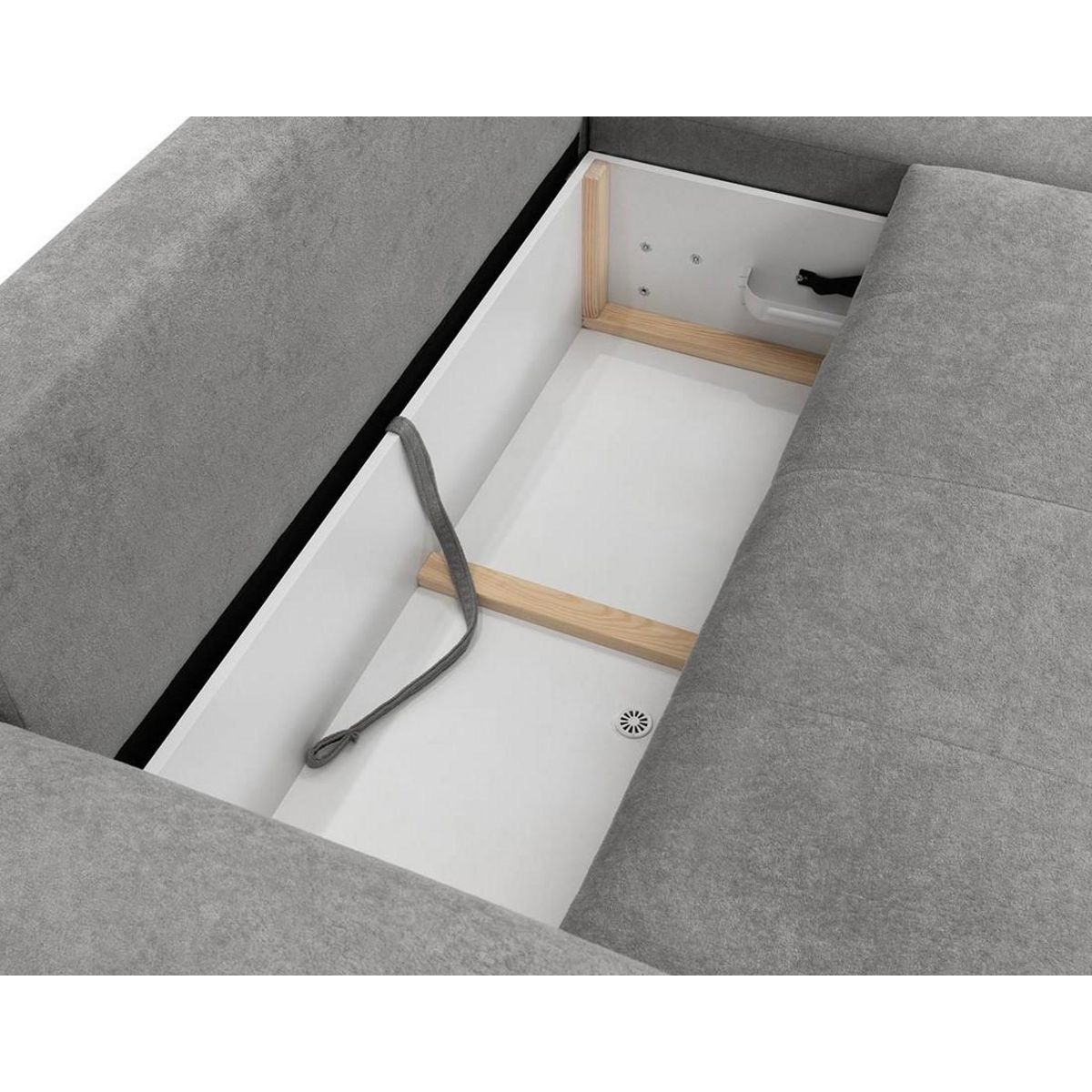 BEST MOBILIER Luzzio - canapé d'angle droit 4 places convertible avec coffre en tissu texturé