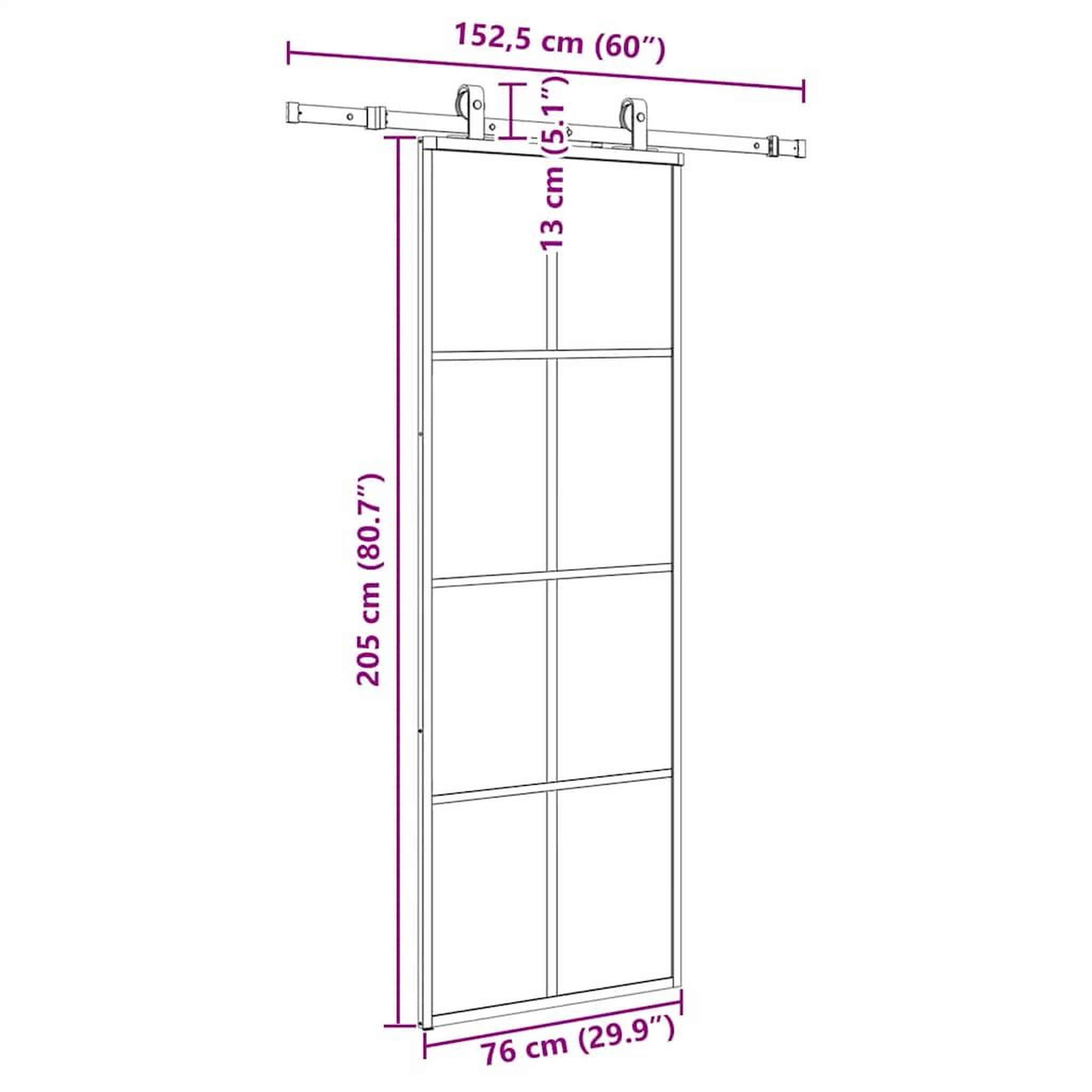 Voir la diapositive 6 : VIDAXL Porte coulissante kit de quincaillerie noir 76x205 cm verre ESG