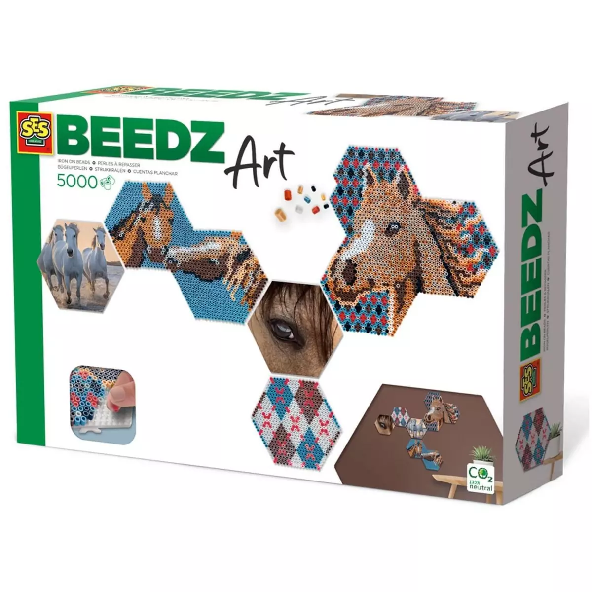 SES Creative Perles à repasser : Beedz Art - Hex tiles chevaux
