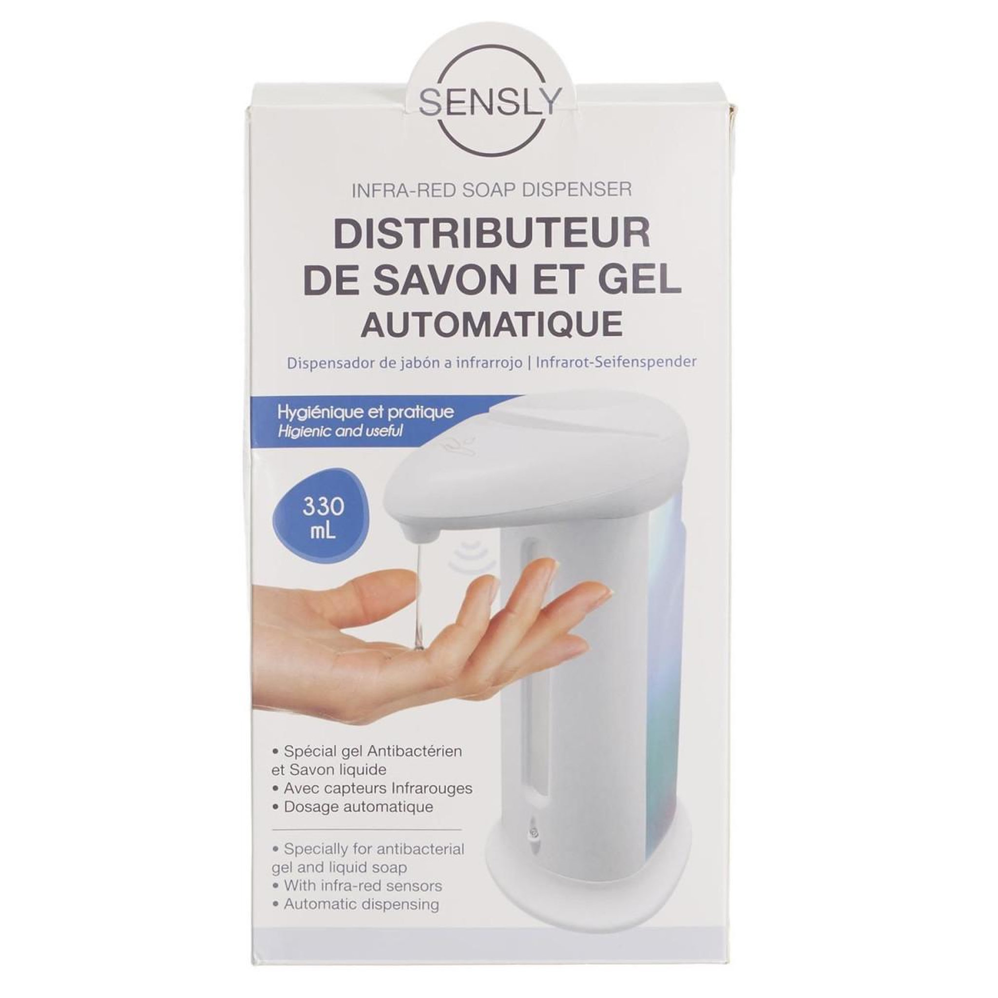 Voir la diapositive 6 : SENSLY Distributeur de Savon  Gel Automatique  330ml Blanc