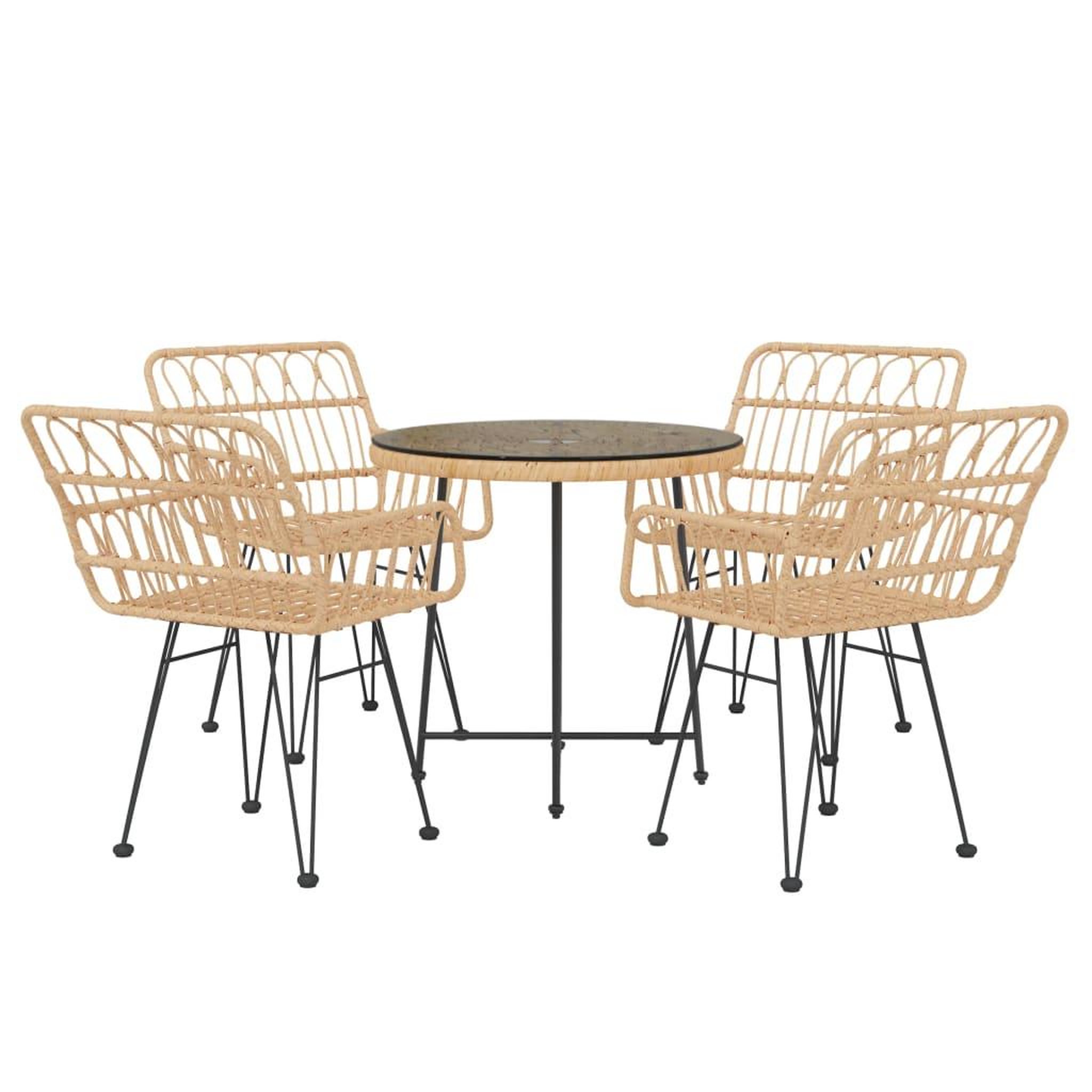 Voir la diapositive 3 : VIDAXL Ensemble a manger de jardin 5pcs Resine tressee