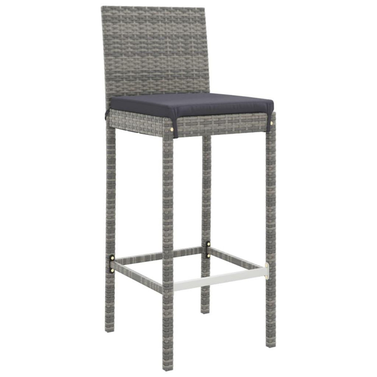 VIDAXL Ensemble de bar de jardin 11 pcs avec coussins gris poly rotin