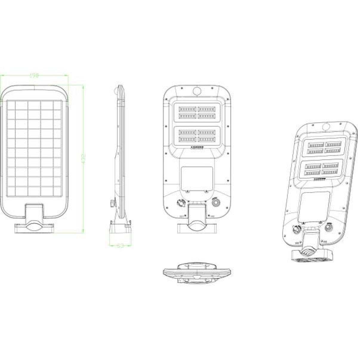 Galix Tete de lampadaire solaire - GALIX - G2614 - 2000 Lumens - Détecteur de présence