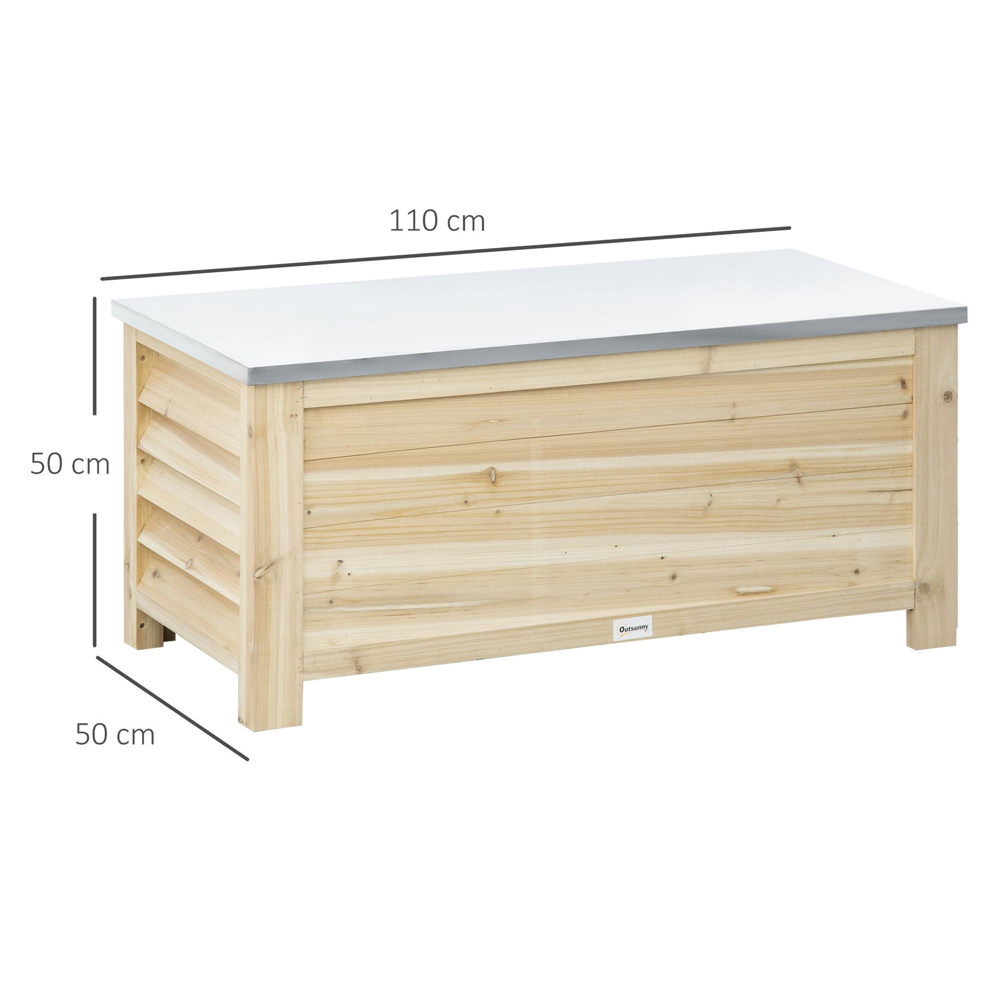Voir la diapositive 3 : OUTSUNNY Banc coffre de jardin 2 en 1 - dim. 110L x 50l x 50H cm - charge max. 120 Kg - bois sapin pré-huilé acier galvanisé