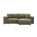CONCEPT USINE Canapé d'angle réversible 3 places en velours côtelé vert ABERDEEN