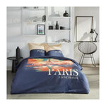 Today Parure de lit - TODAY - JAVA - 2 personnes - 240x220 cm - Coton - Imprimé Paris - Bleu