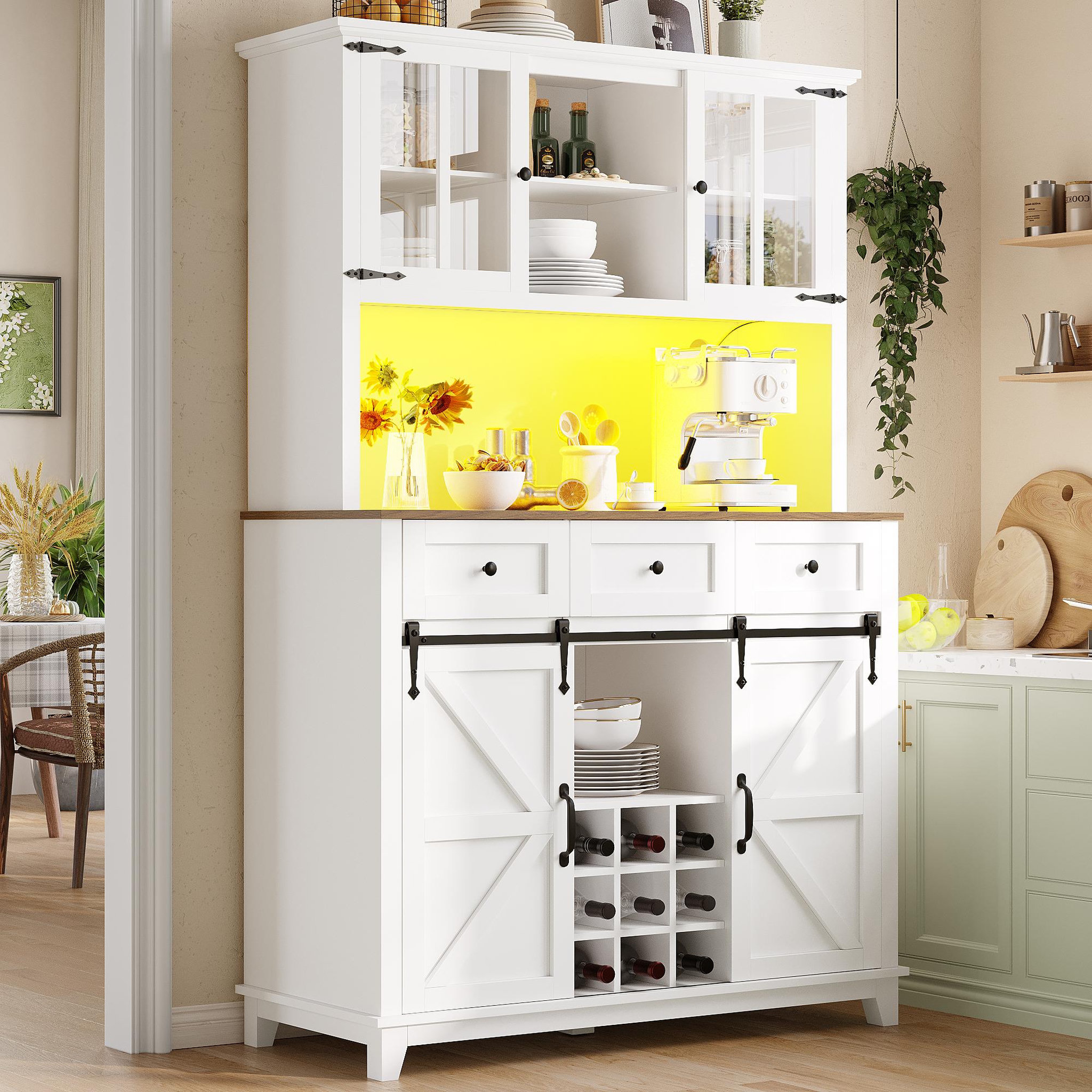 Voir la diapositive 4 : MERAX Buffet de cuisine 4 portes 3 tiroirs
