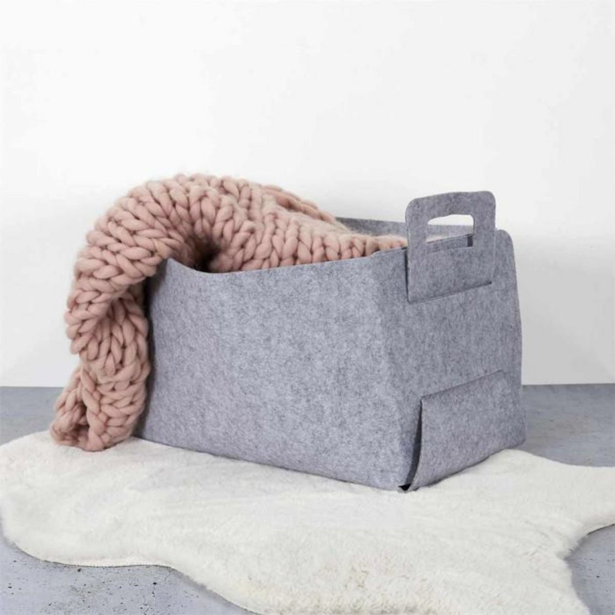 Paris Prix Panier de Rangement  Feutre Pliable  50cm Gris