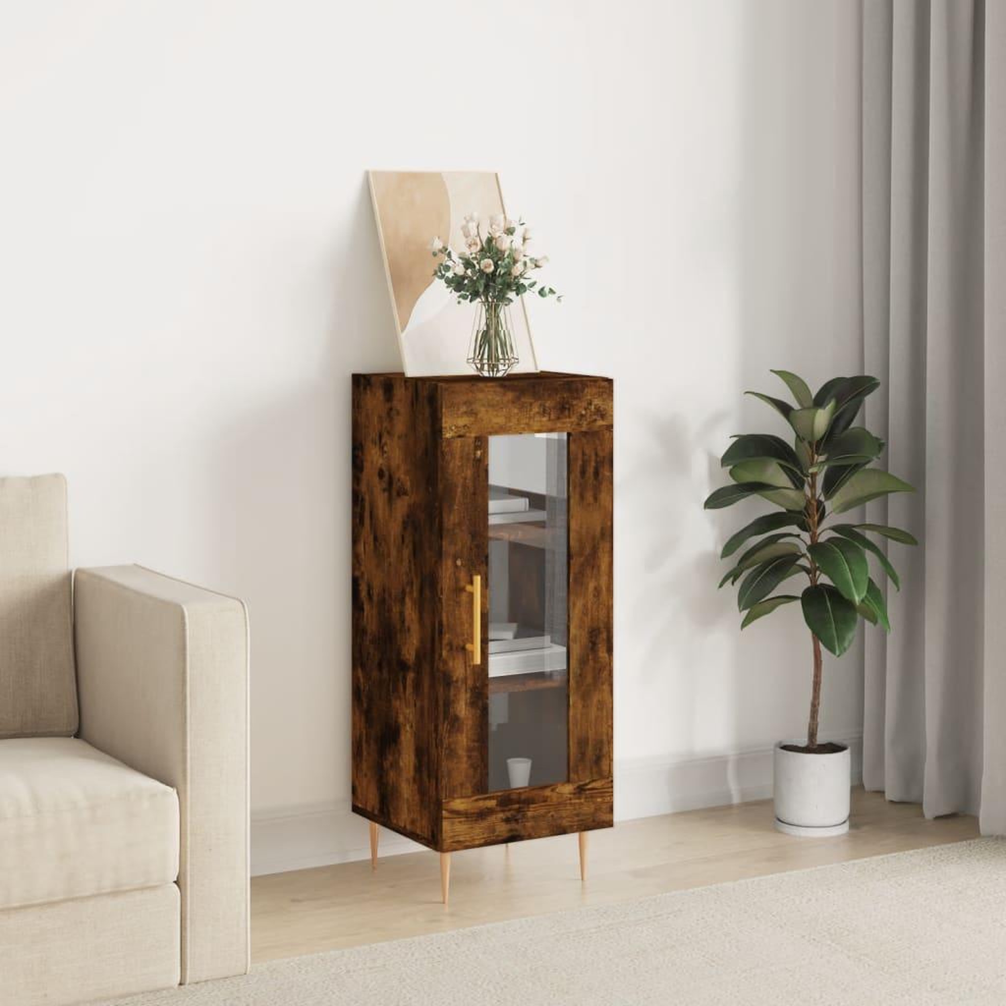 VIDAXL Buffet Chene fume 34,5x34x90 cm Bois d'ingenierie