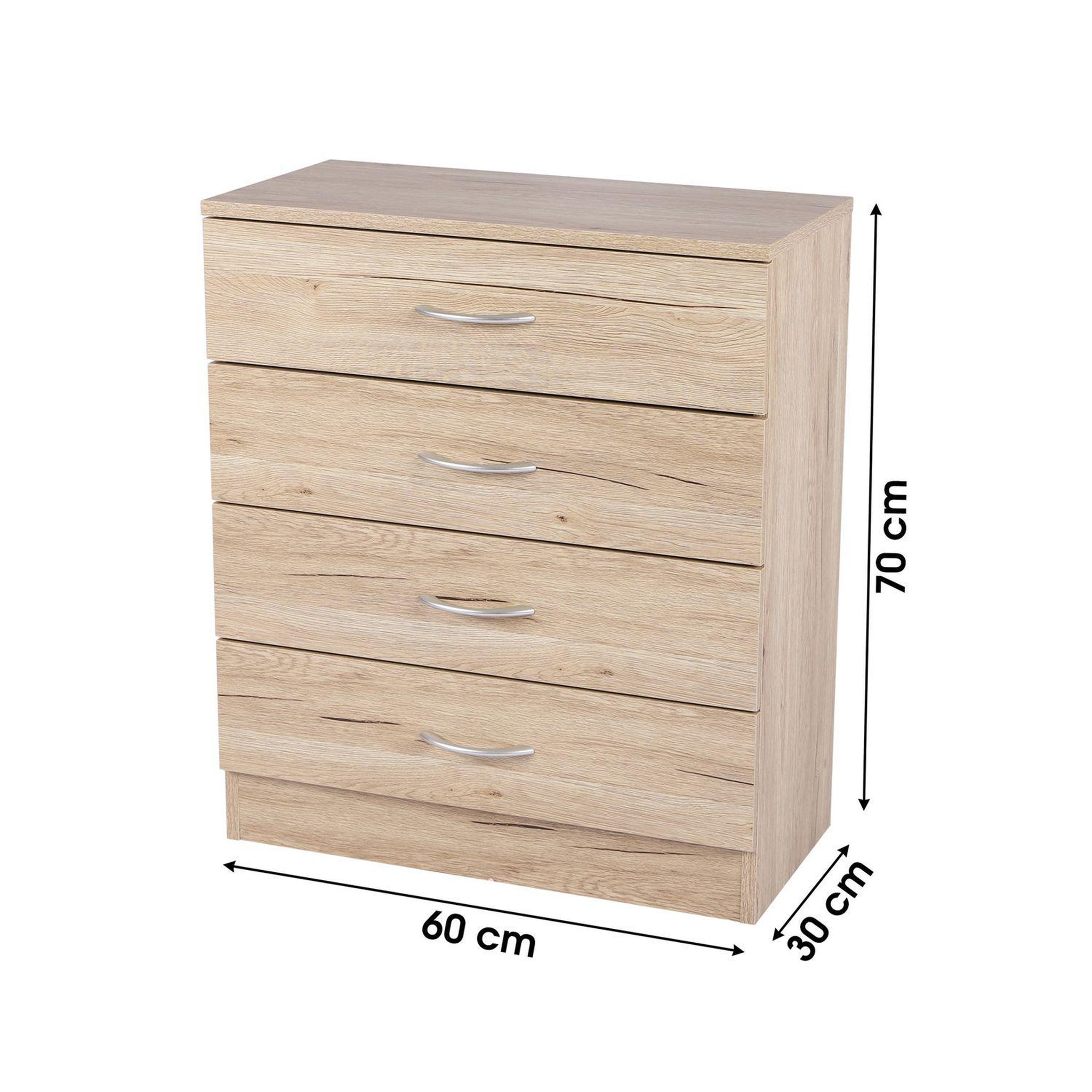 Voir la diapositive 3 : TOILINUX Meuble de rangement 4 tiroirs design moderne pratik - bois clair