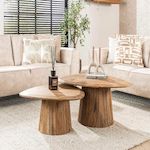 LISA DESIGN Dayo - lot de 2 tables basses gigognes - en bois massif de manguier - 93 et 76 cm. Coloris disponibles : Marron