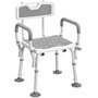 Voir la diapositive 5 : HOMCOM Chaise de douche siège de douche ergonomique hauteur réglable pieds antidérapants charge max. 136 Kg alu HDPE blanc gris