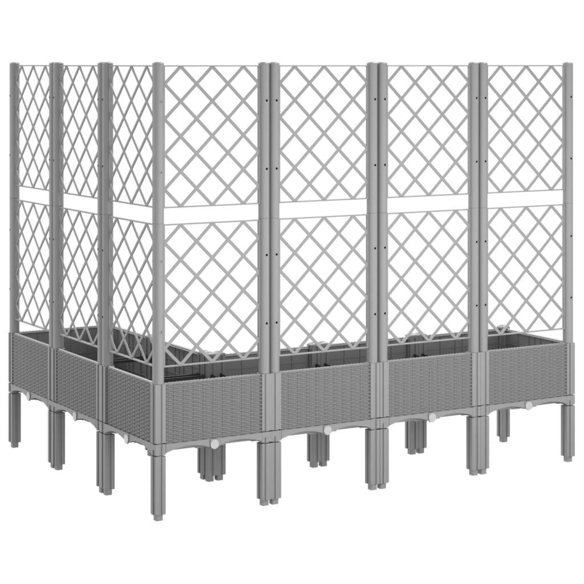 Voir la diapositive 5 : VIDAXL Jardiniere avec treillis gris clair 160x120x142 cm PP