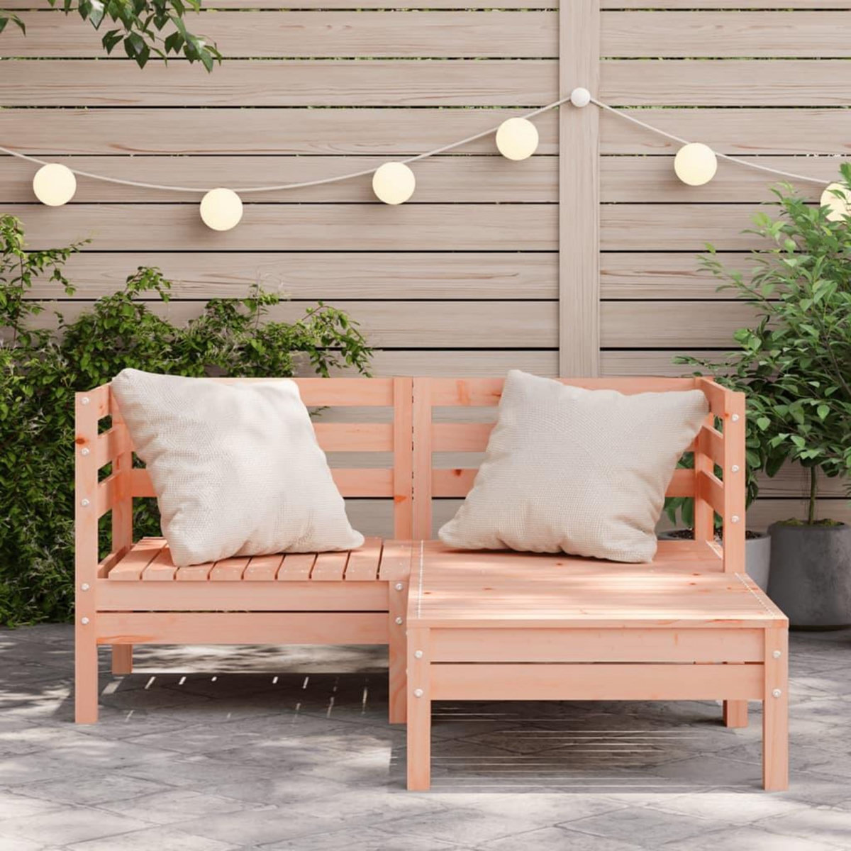 VIDAXL Canape de jardin 2 places avec repose-pied bois massif douglas