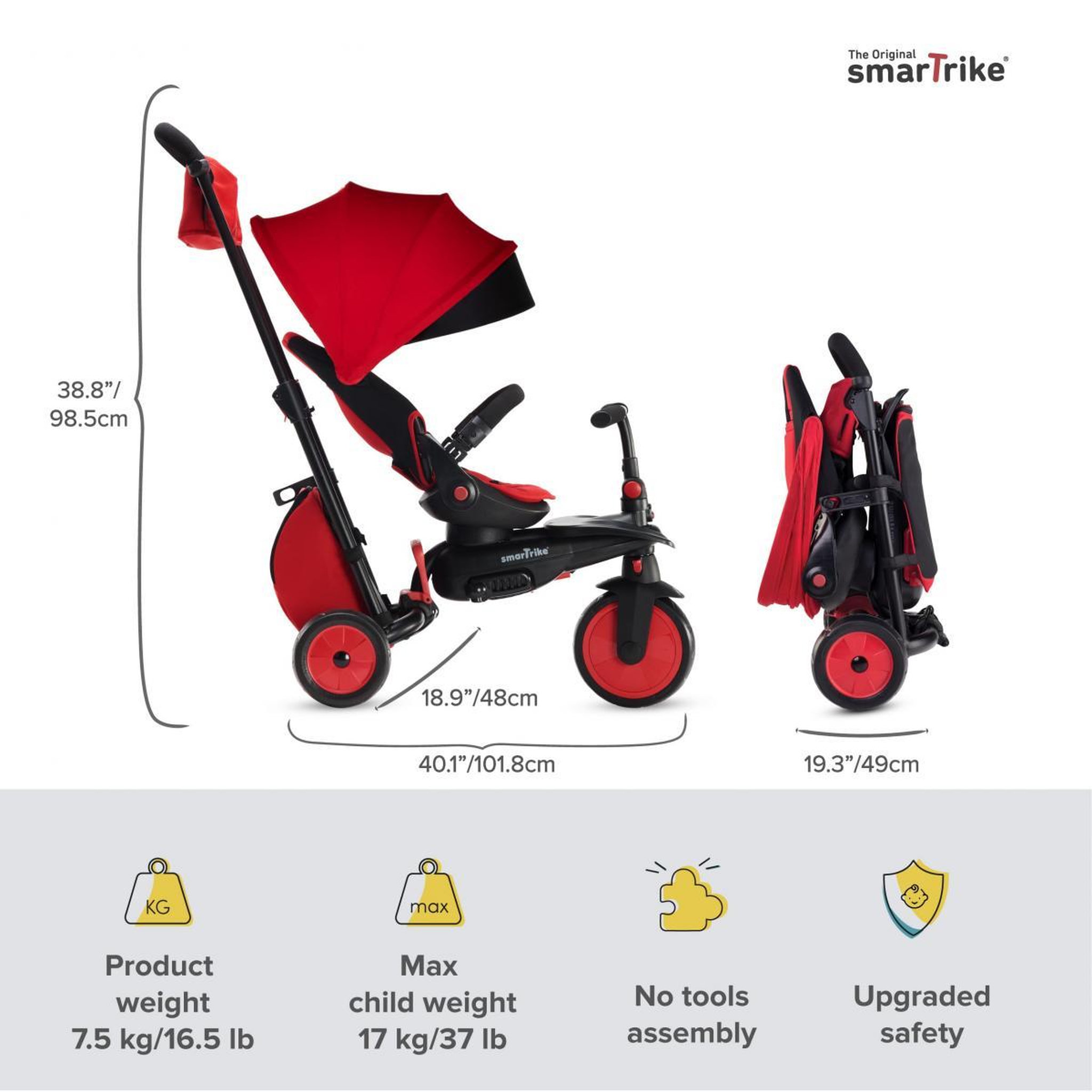 Voir la diapositive 4 : SMARTRIKE Tricycle pliable STR7 Rouge