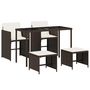 Voir la diapositive 2 : VIDAXL Ensemble a manger de jardin 5 pcs et coussins marron poly rotin