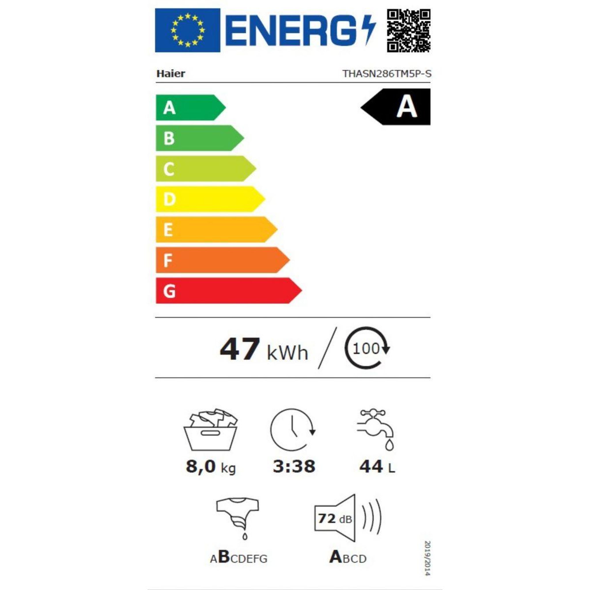 Voir la diapositive 6 : HAIER Lave linge top thasn286tm5p-s - 8 kg - 1200 tr/min - classe a - moteur induction - connecté
