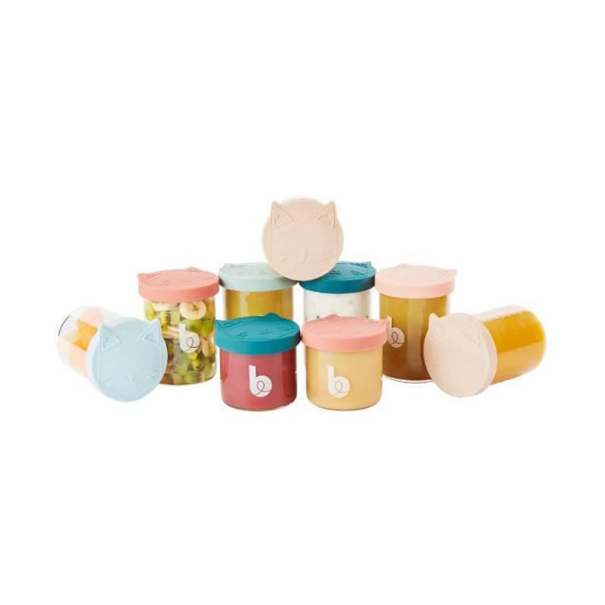 BABYMOOV Babymoov ISY BOWLS 9 Pots de conservation en Verre Borosilicate Gradués - 6x250ml + 3x120ml