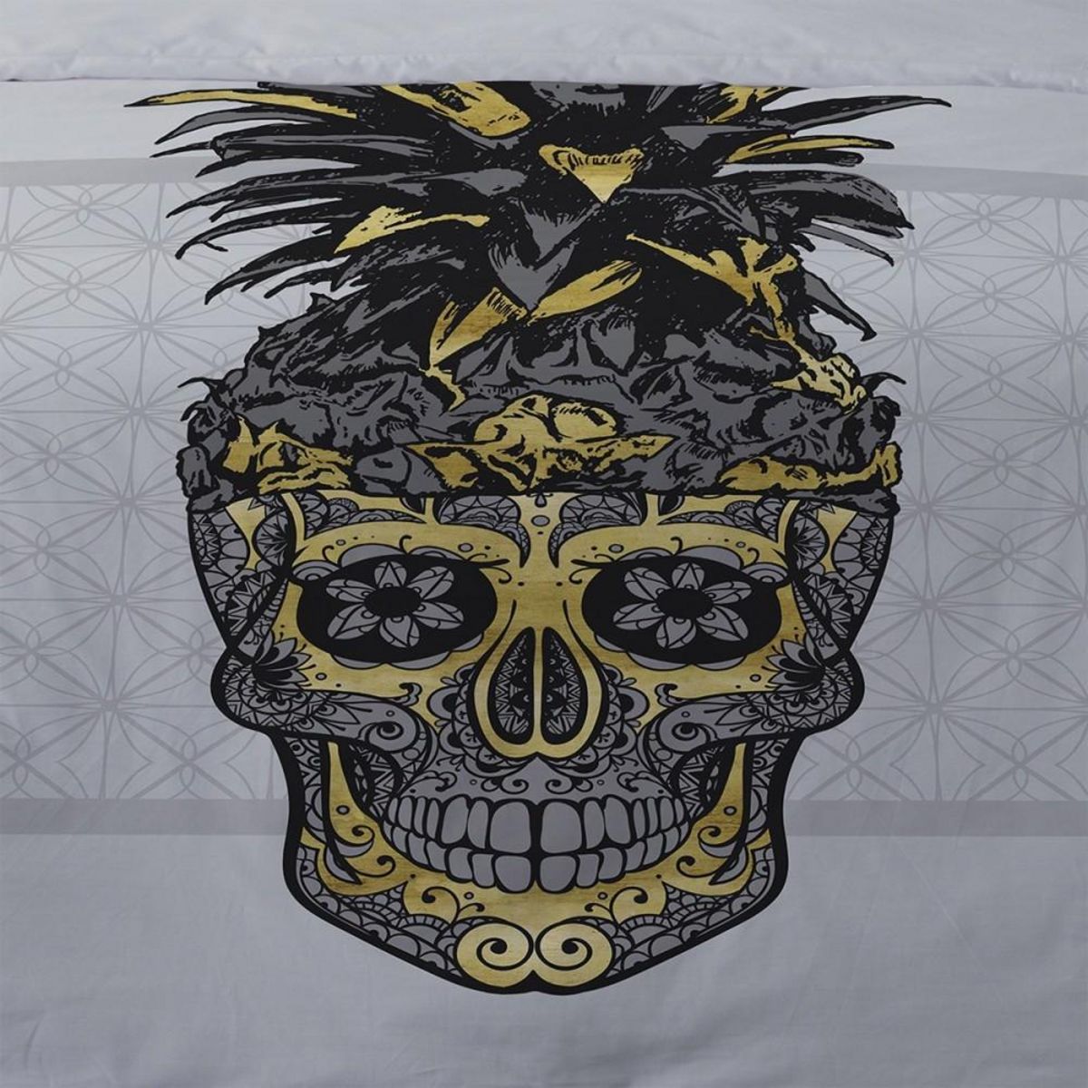 Dourev Housse de couette 240x220 Crâne d'or + 2 taies coton 52 fils