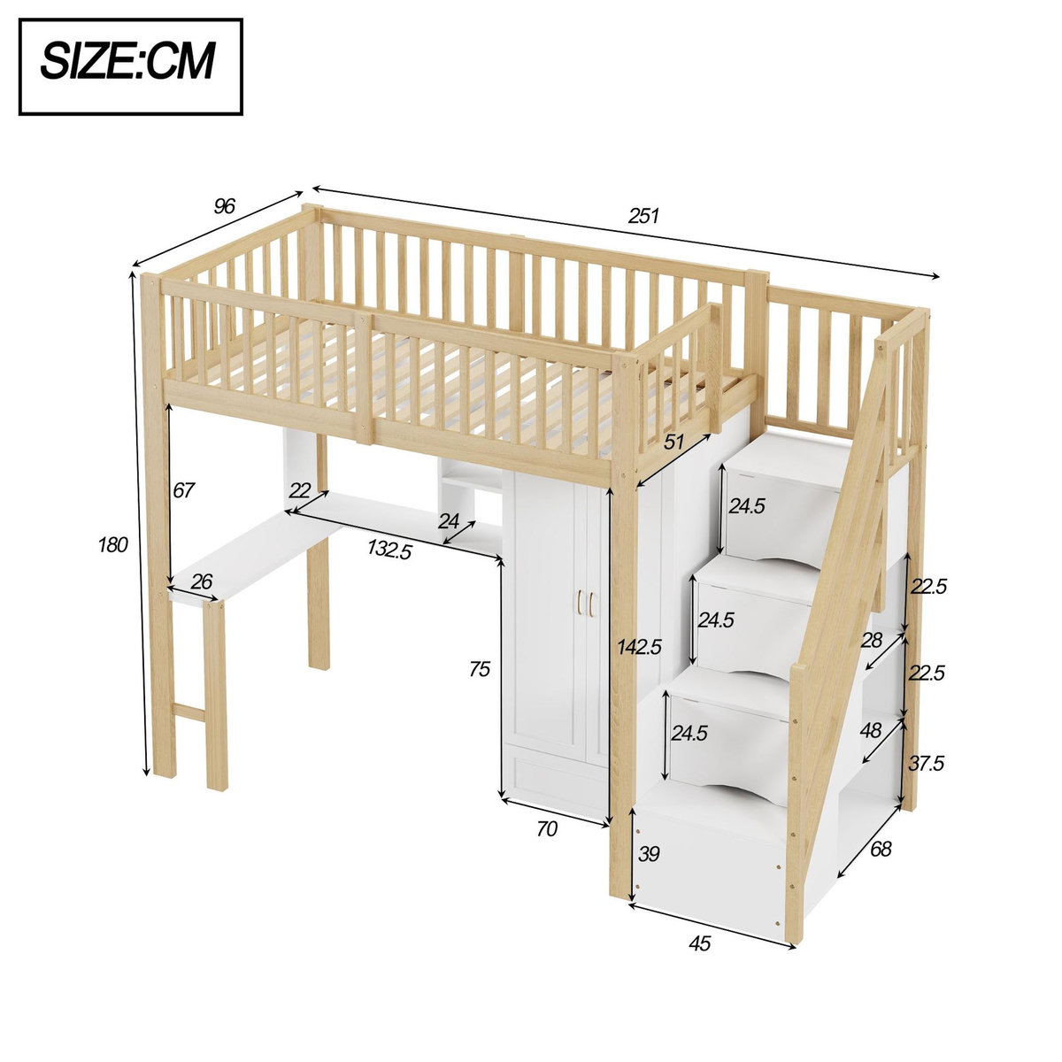 MERAX Lit mezzanine enfant
