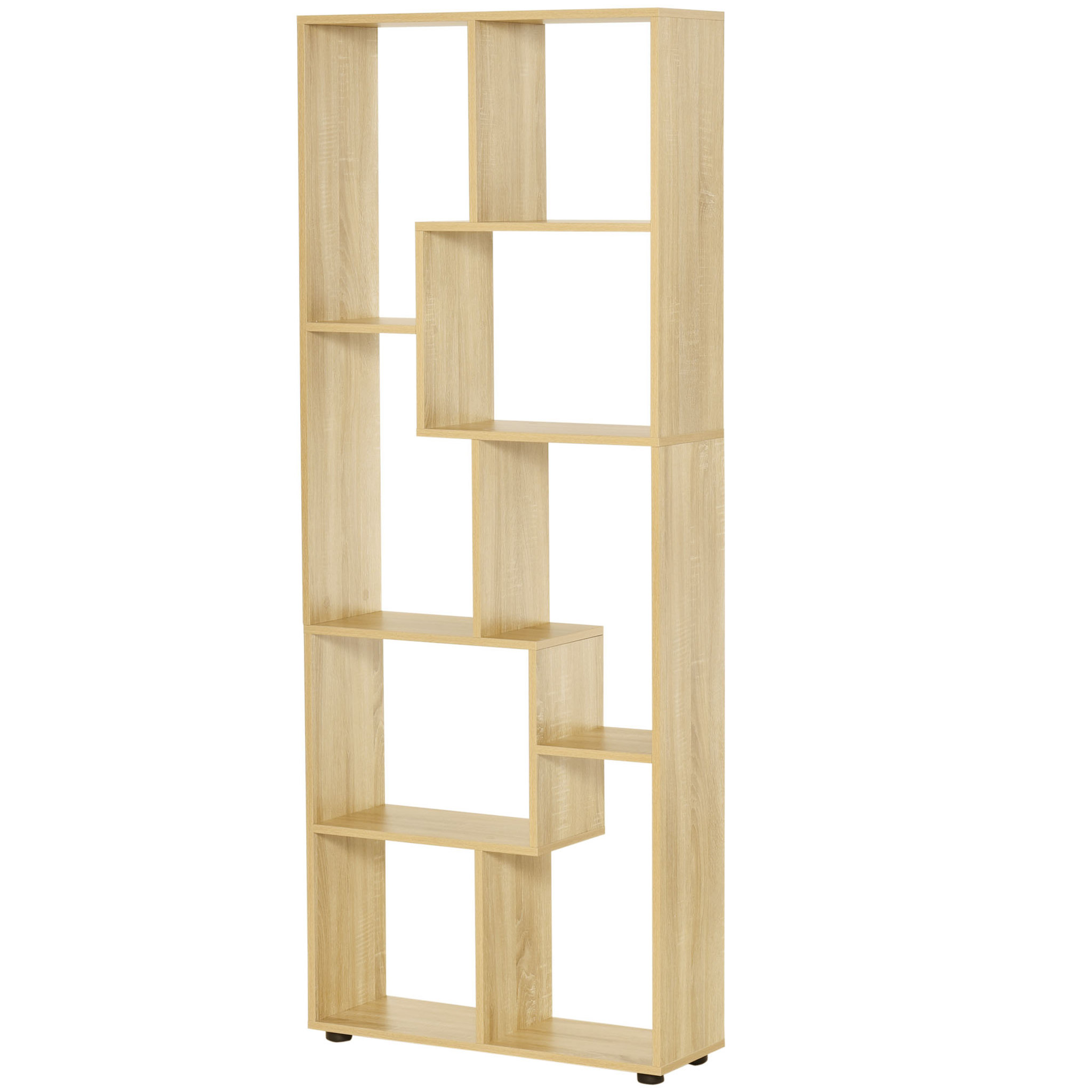 Voir la diapositive 2 : HOMCOM Bibliothèque étagère meuble de rangement dim. 70L x 24l x 178H cm en zigazag et 8 espaces en panneau de particules naturel