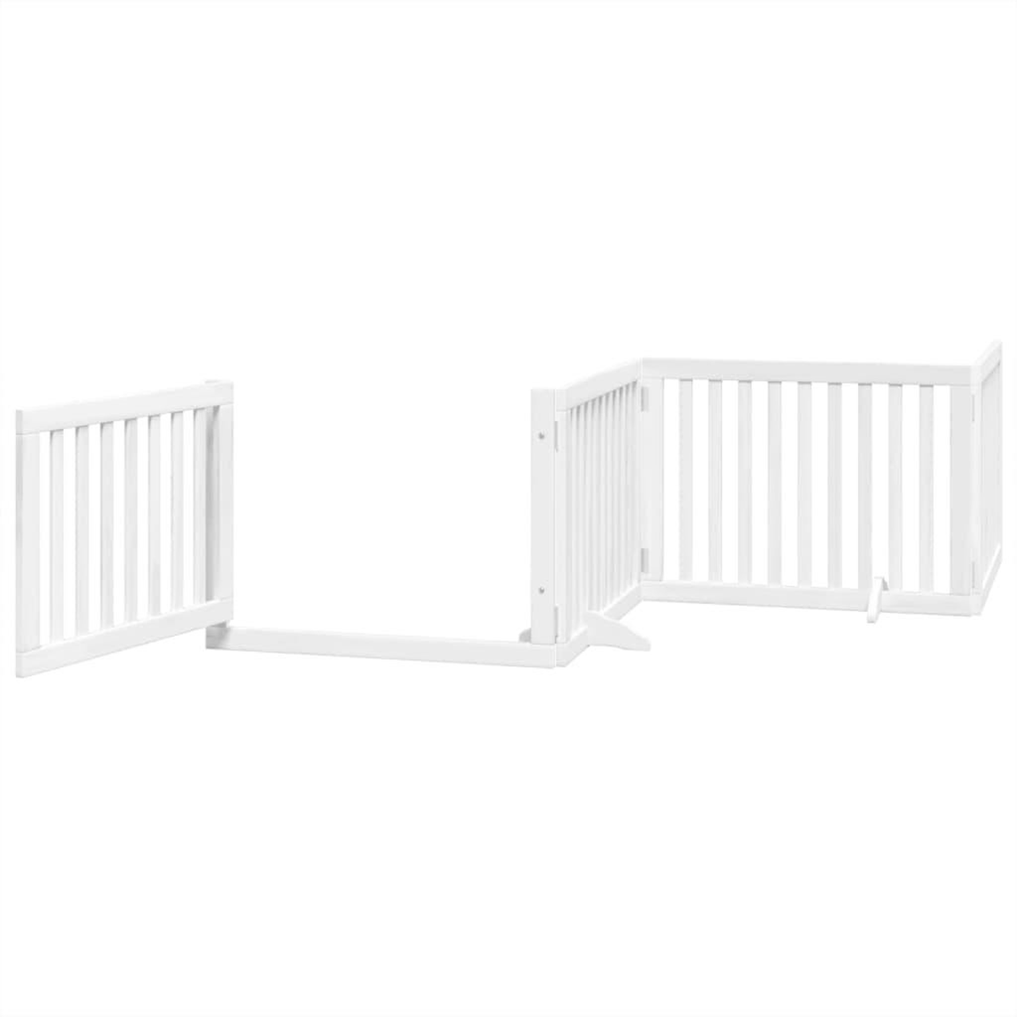 Voir la diapositive 4 : VIDAXL Barriere pour chiens et porte 4 panneaux blanc bois de peuplier