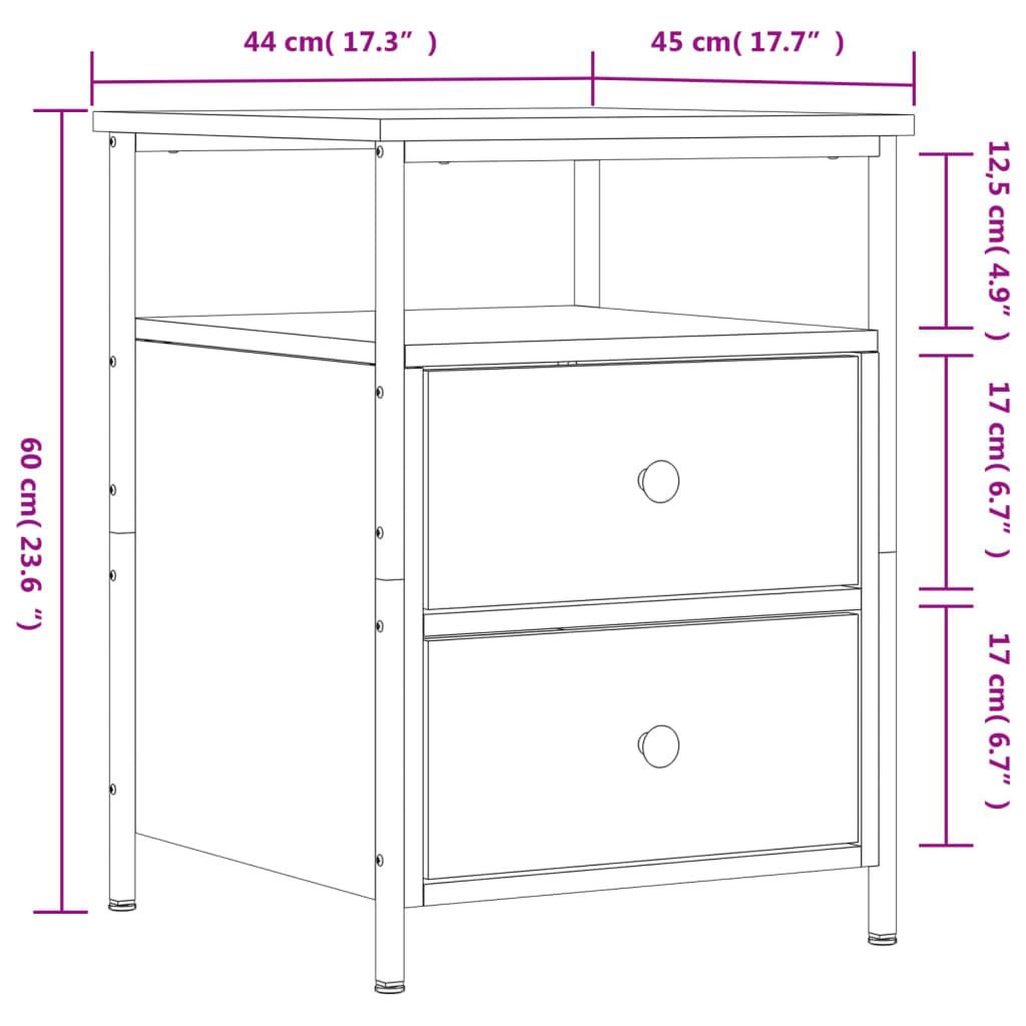 Voir la diapositive 6 : VIDAXL Tables de chevet 2 pcs noir 44x45x60 cm bois d'ingenierie