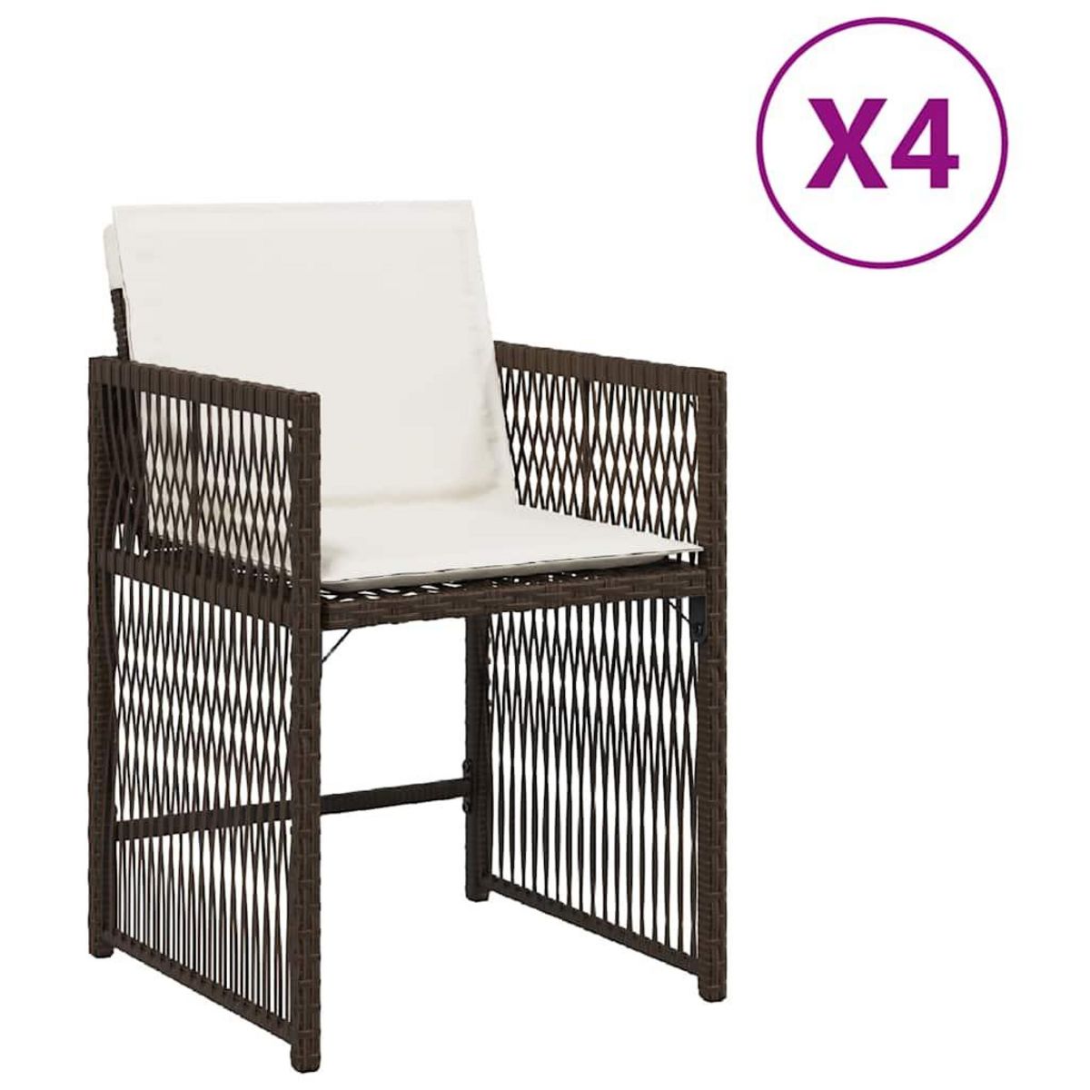 VIDAXL Chaises de jardin avec coussins lot de 4 marron resine tressee