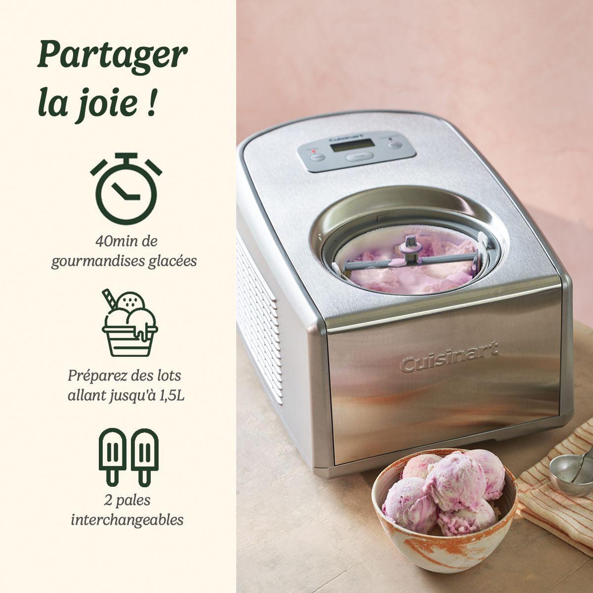 Voir la diapositive 2 : Cuisinart Turbine à glace ICE100E