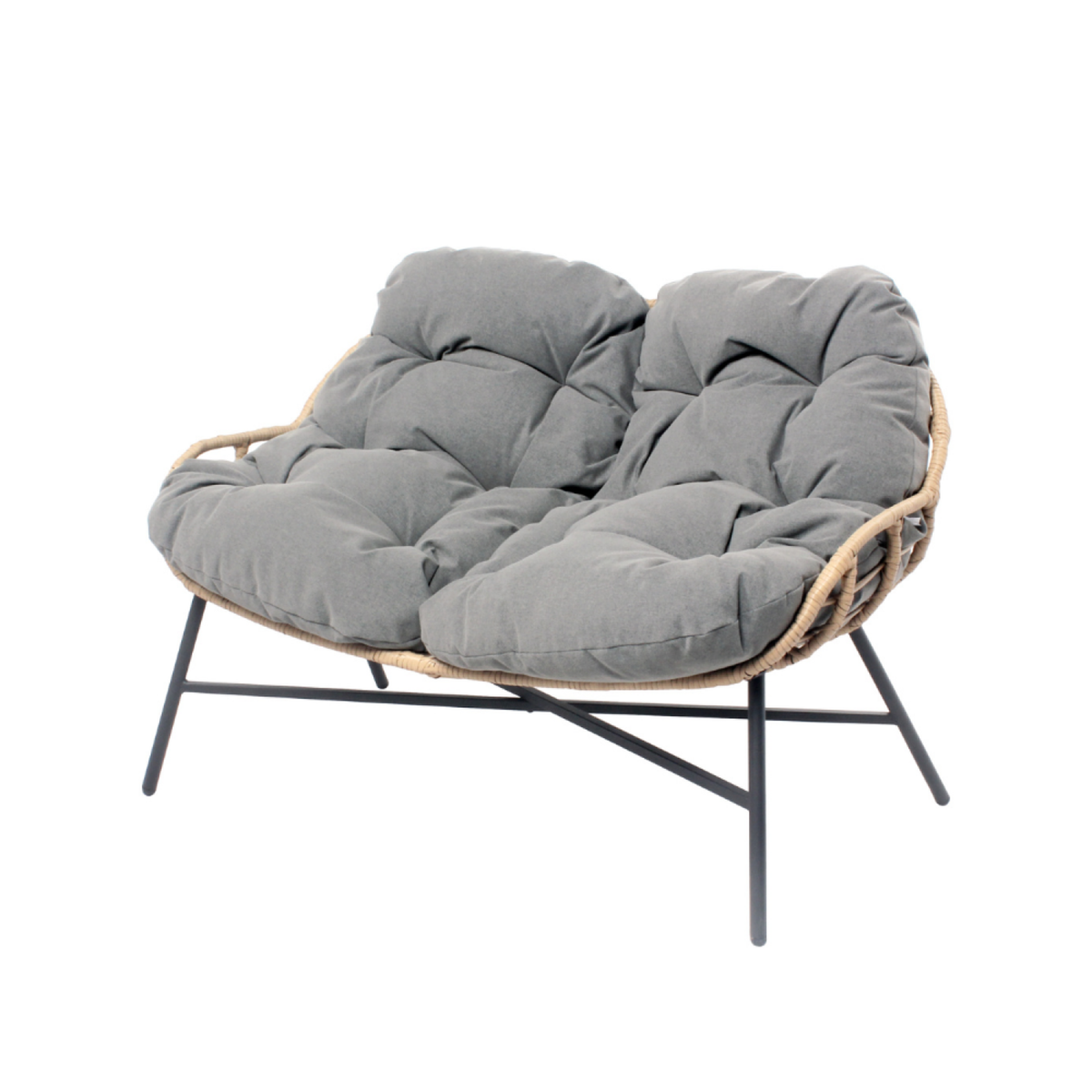 CONCEPT USINE Salon de jardin 4 places canapé + fauteuils gris foncé EVORA