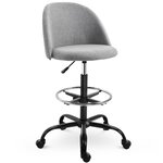 VINSETTO Vinsetto Chaise de bureau assise haute réglable 103-123H cm pivotant 360° lin gris
