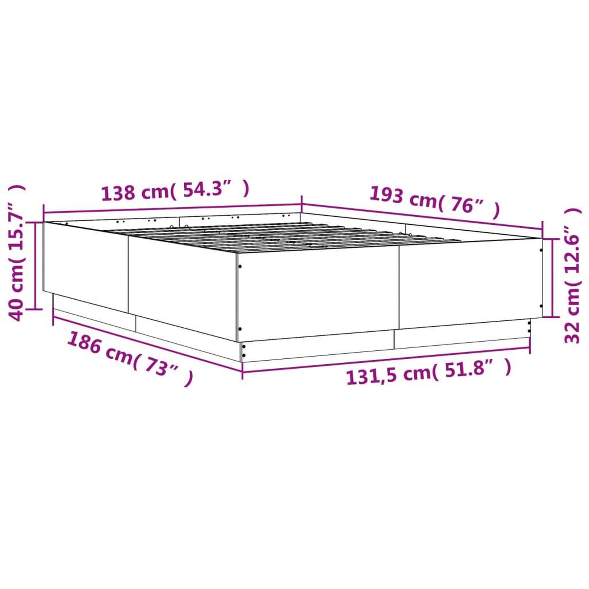 Voir la diapositive 6 : VIDAXL Cadre de lit avec LED sans matelas chene fume 135x190 cm