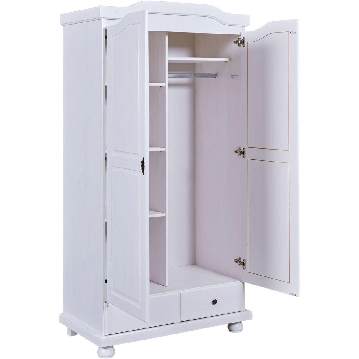 Armoire rustique en pin massif 2 portes  2 tiroirs L104cm BASTIAN