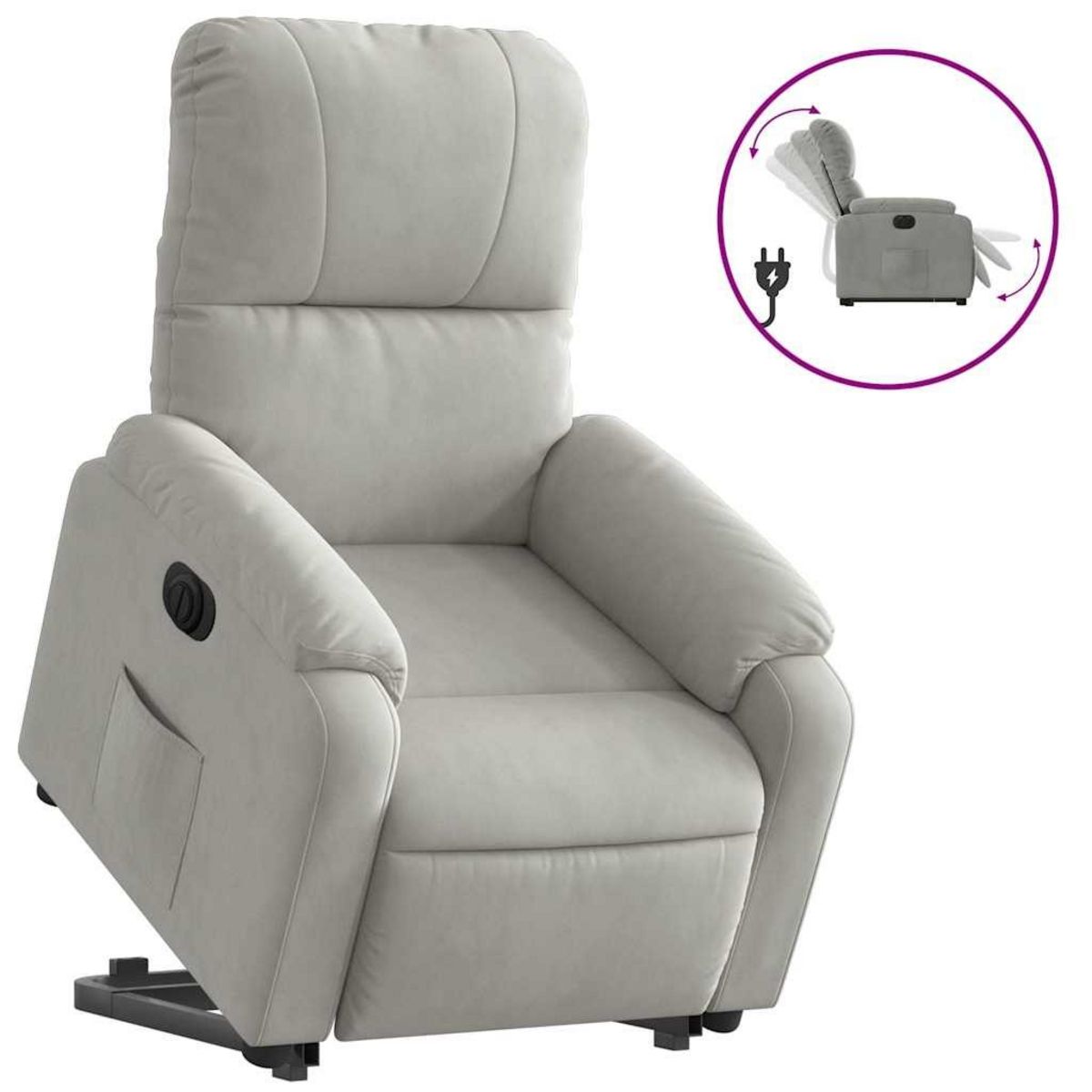 VIDAXL Fauteuil inclinable electrique gris clair tissu microfibre