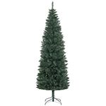 HOMCOM Sapin de Noël artificiel 210 cm slim avec support en acier pliable, 687 branches épines, décoration de Noël effet réaliste, vert