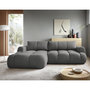 Voir la diapositive 1 : BEST MOBILIER Yulin - canapé d'angle gauche 4 places convertible avec coffre en tissu bouclette