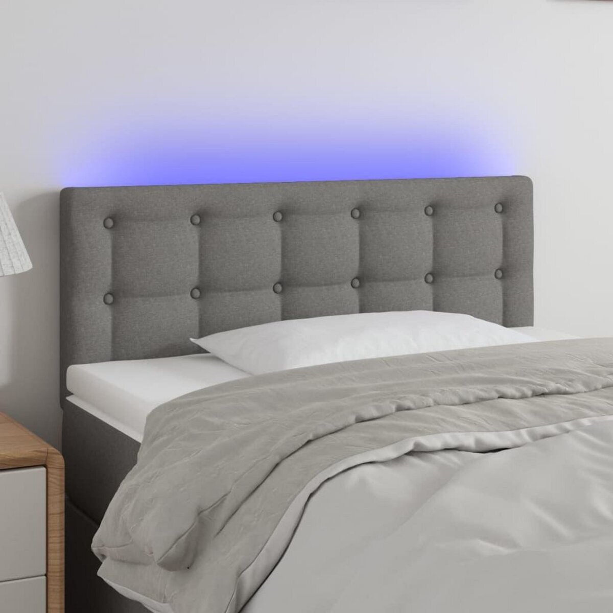 VIDAXL Tete de lit a LED Gris fonce 90x5x78/88 cm Tissu