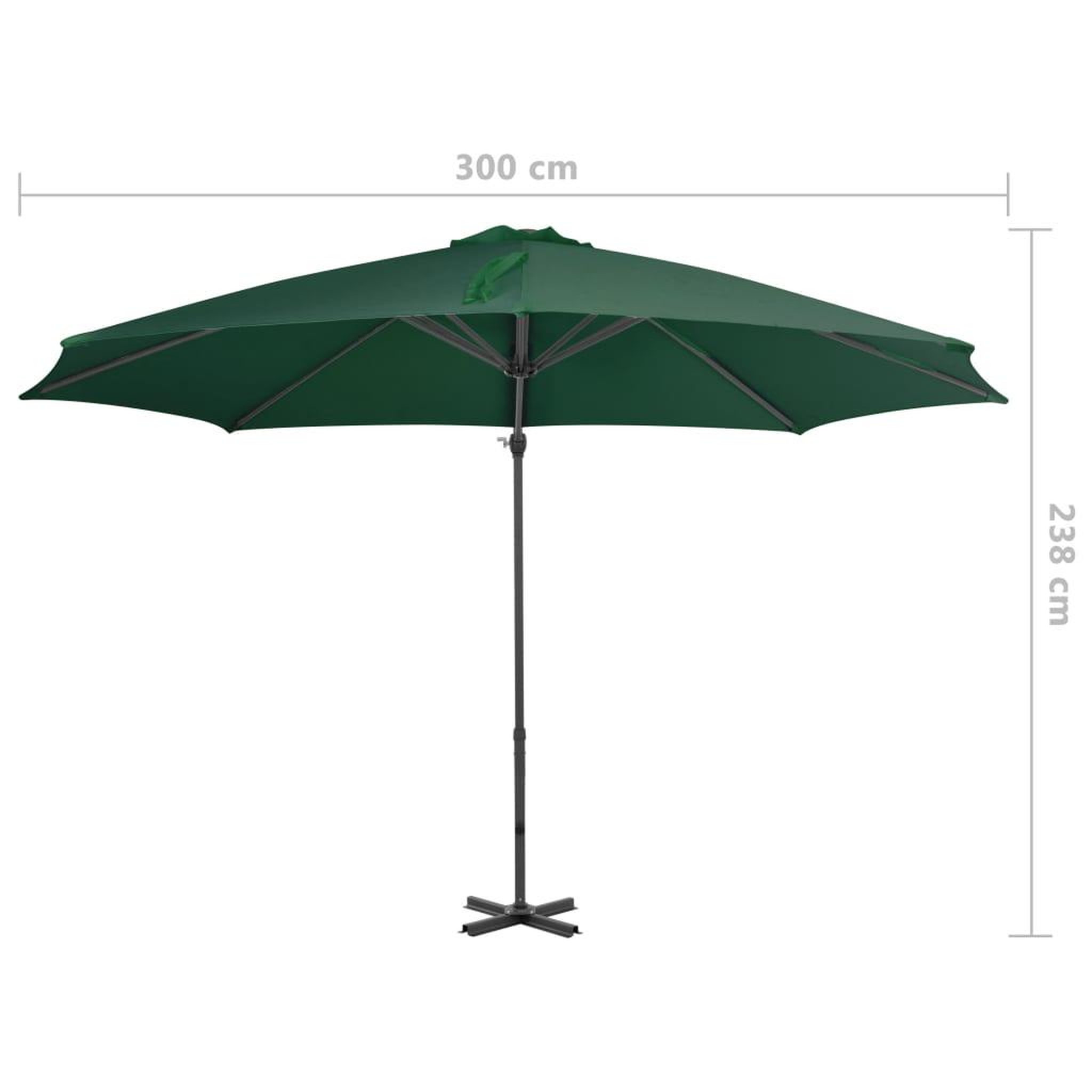 Voir la diapositive 6 : VIDAXL Parasol de jardin en porte-a-faux et poteau en aluminium vert