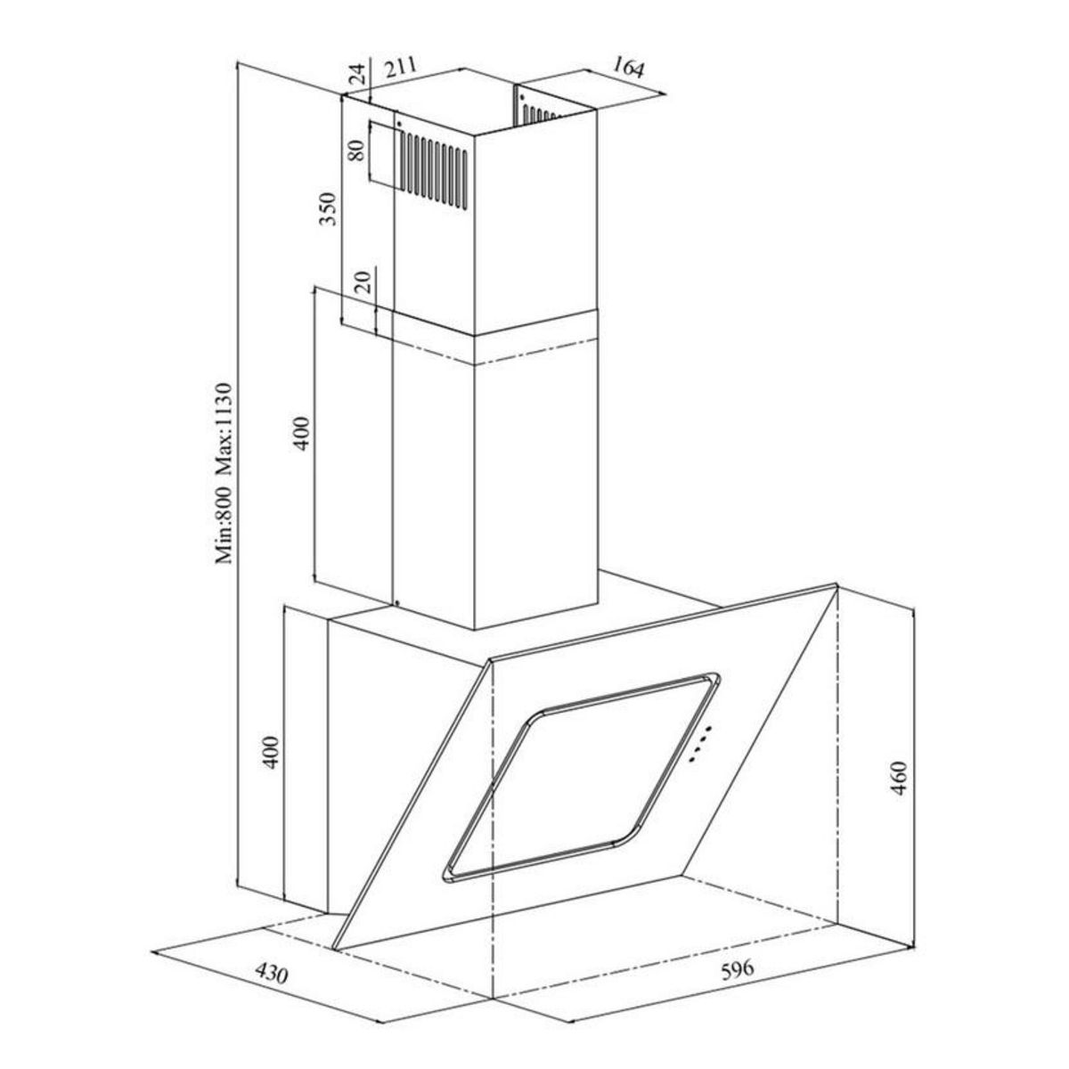 Beko Hotte décorative inclinée 60cm 537m3/h noir - hca62540b