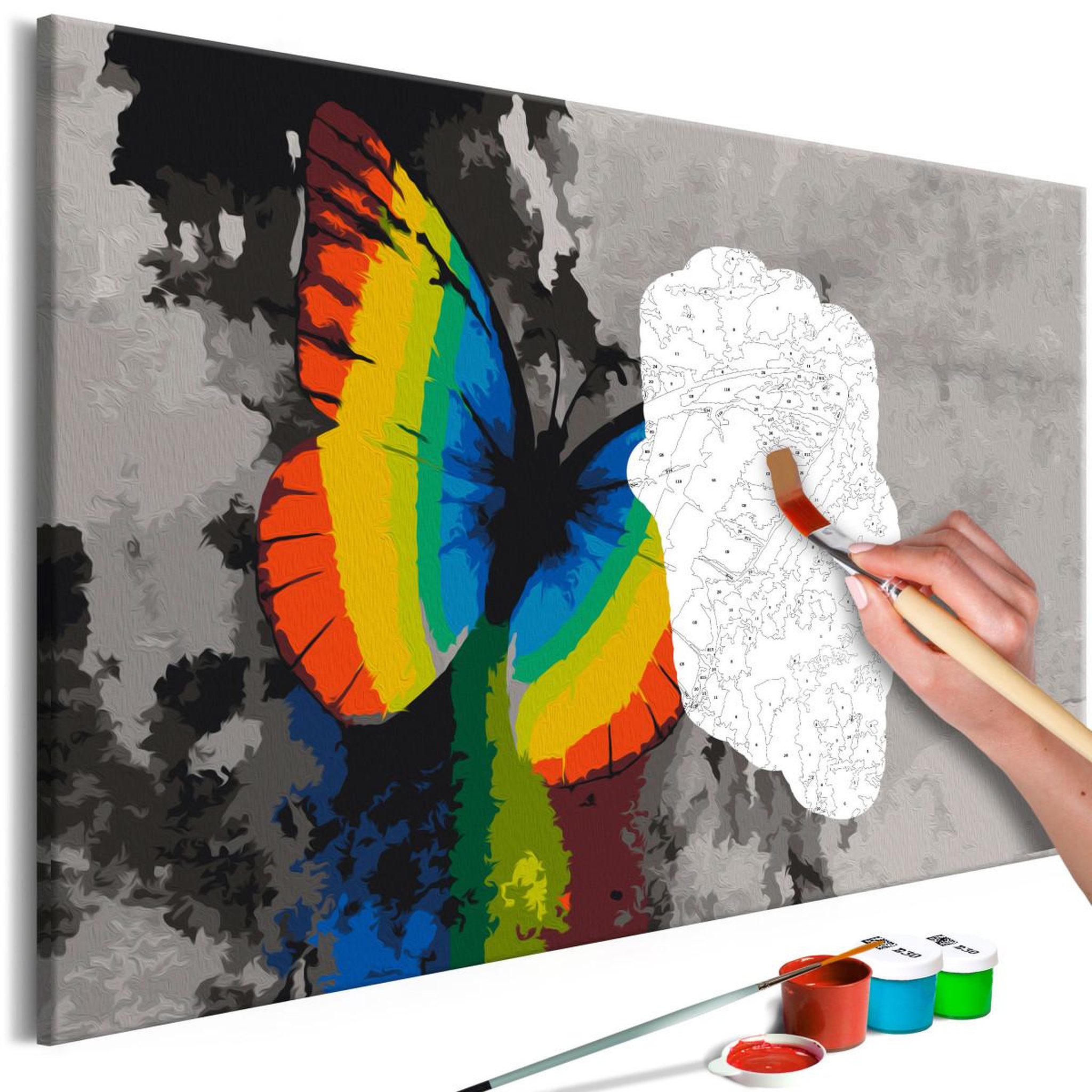 Voir la diapositive 1 : Paris Prix Tableau à peindre soi-même  colourful butterfly  40x60cm