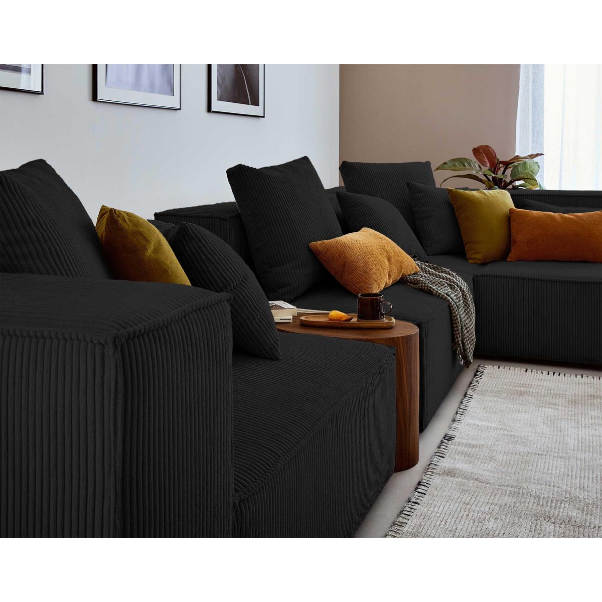 LISA DESIGN Colombine - canapé modulable d'angle droit - 6 places - en velours côtelé