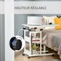 Voir la diapositive 6 : HOMCOM Table de lit/fauteuil - table roulante - hauteur réglable - 2 étagères intégrées - panneaux particules E1 aspect bois métal blanc