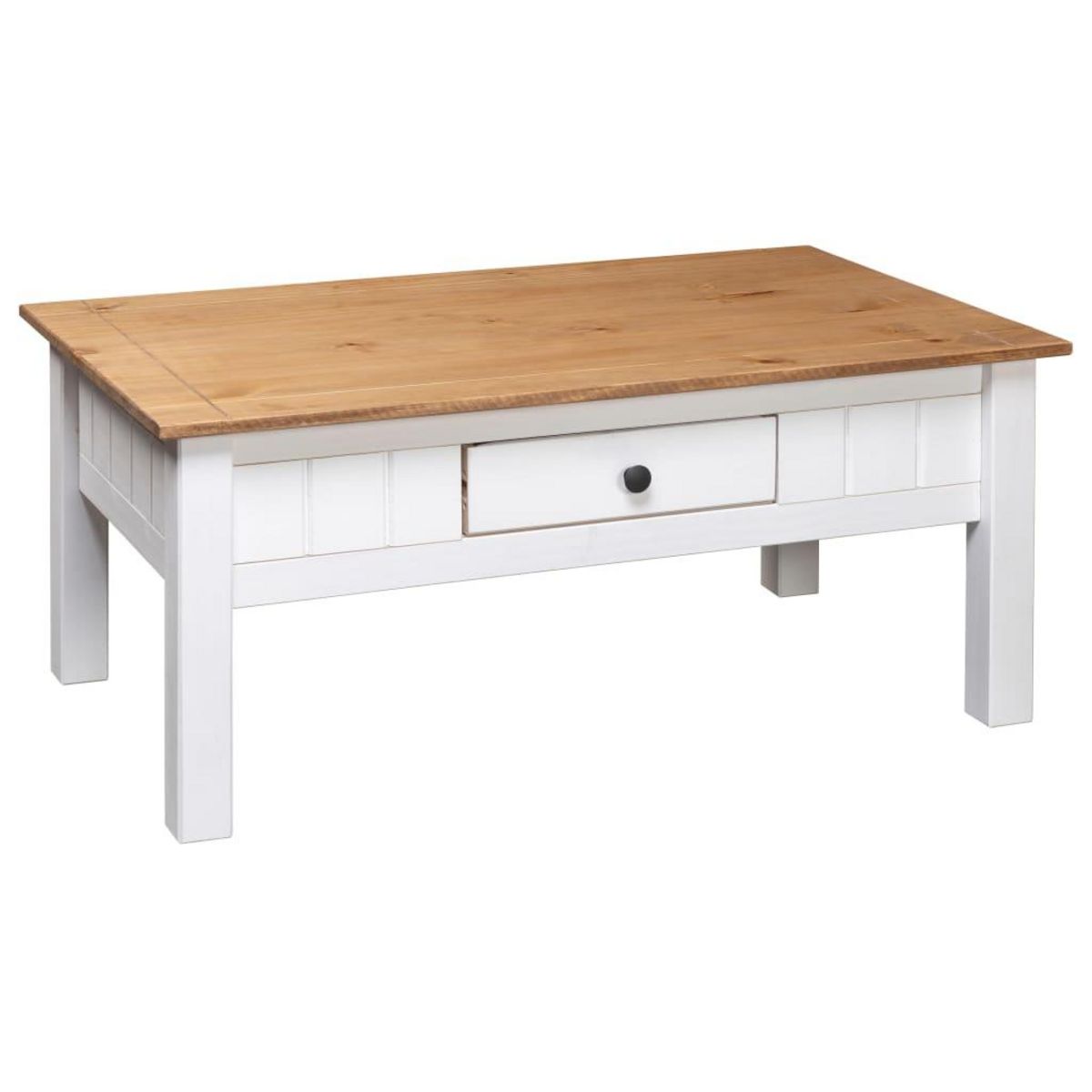VIDAXL Table basse Blanc 100x60x45 cm Pin massif Assortiment Panama