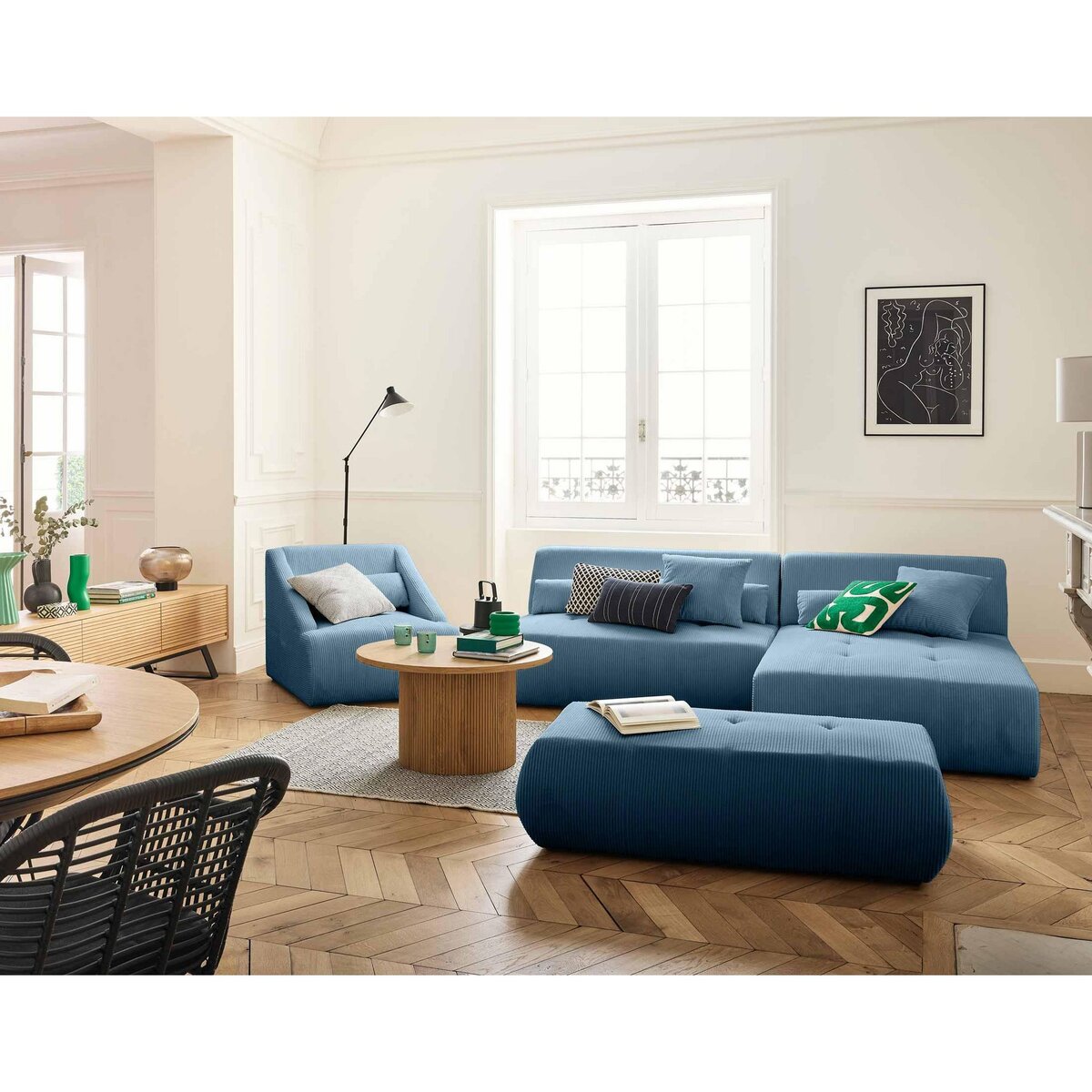 LISA DESIGN Onyx - canapé modulable d'angle réversible 4 places - en velours côtelé