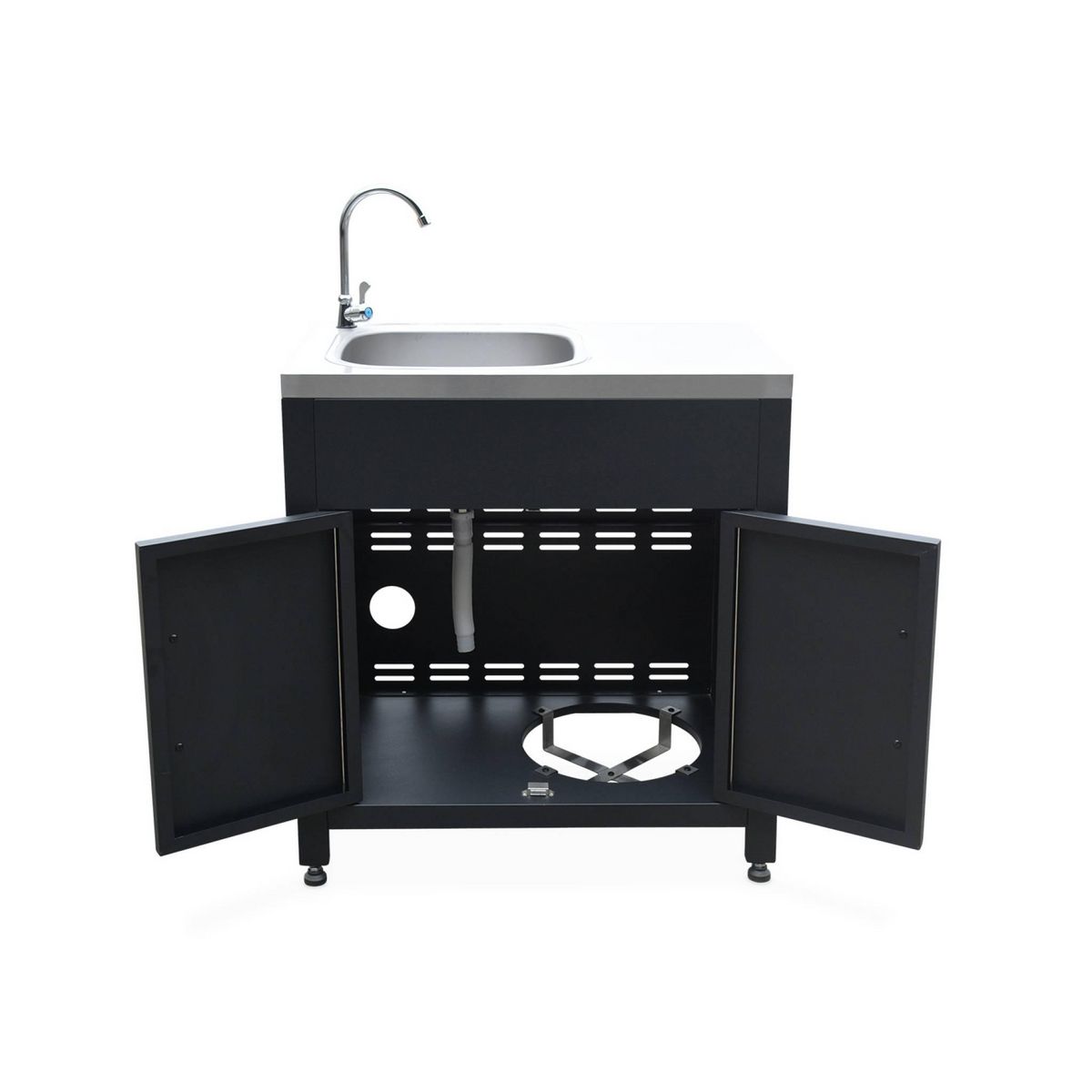 SWEEEK Meuble de cuisine extérieure en acier avec évier L80cm