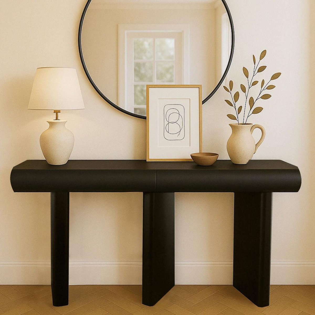 Paris Prix Console Design 2 Tiroirs  Sherazade  121cm Noir